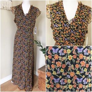 NWT Silk Floral Maxi Dress 90s w/ Empire Waist